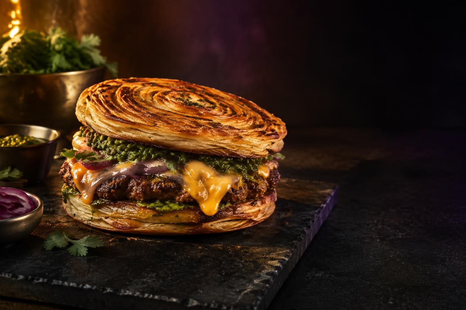 Paratha and Patties fusion burger